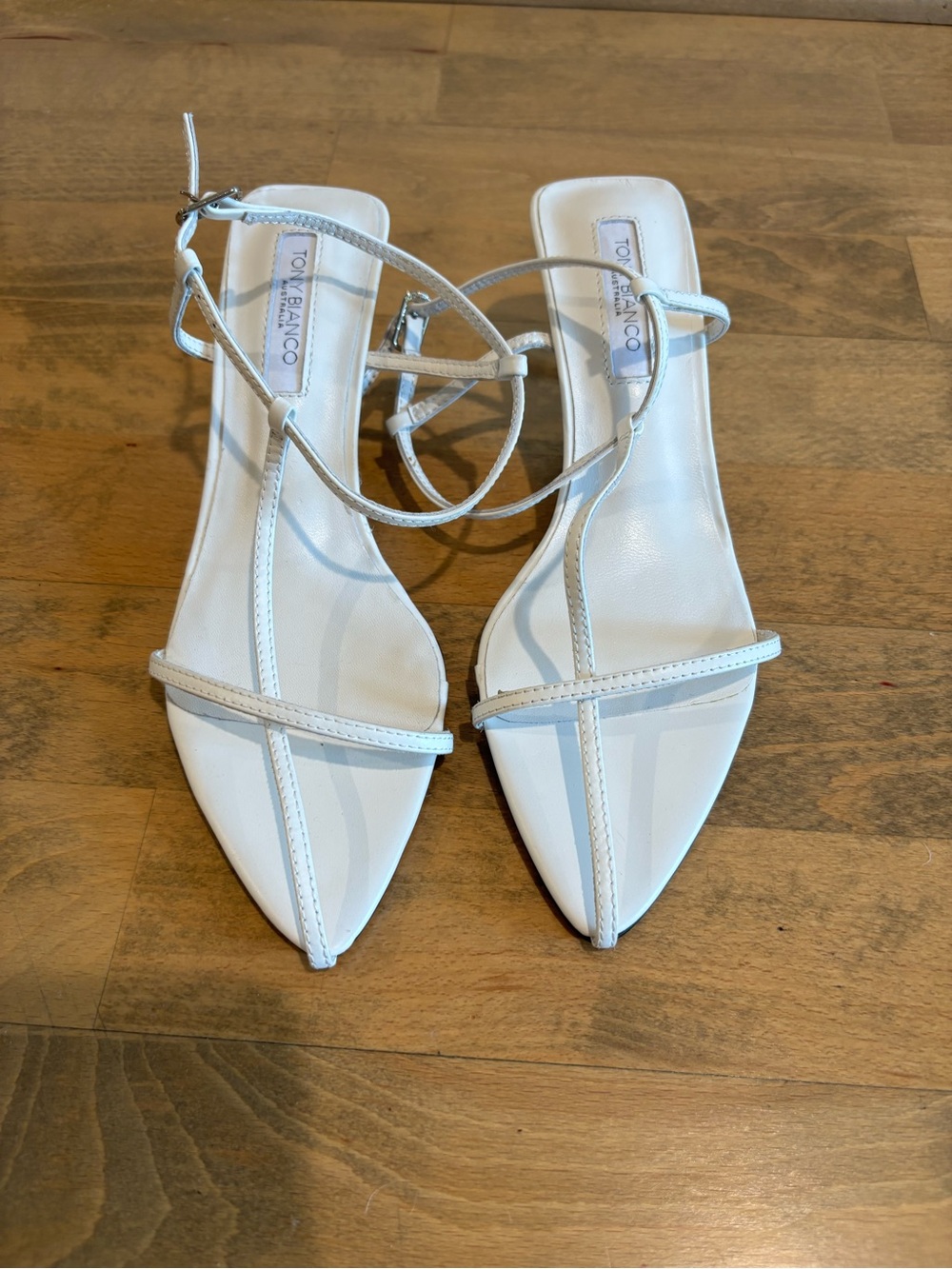 Tony Bianco White Pointed-Toe Strappy Heels